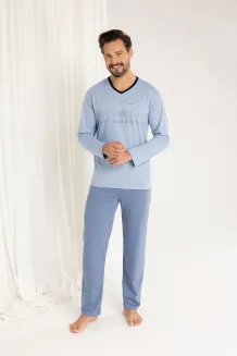 Piżama męska Regina 495 bawełniana z napisem Positive 2XL–3XL - 4