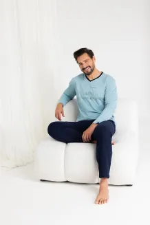 Piżama męska Regina 495 bawełniana z napisem Positive 2XL–3XL - 5