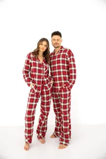 Piżama męska w czerwoną kratę Sensis Lucas  S-2XL flanelowa rozpinana - 7