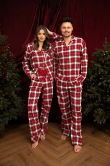 Piżama męska w czerwoną kratę Sensis Lucas  S-2XL flanelowa rozpinana - 3