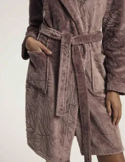 Szlafrok damski Henderson Daryl 43612 z kapturem wytłaczany S–2XL - 4
