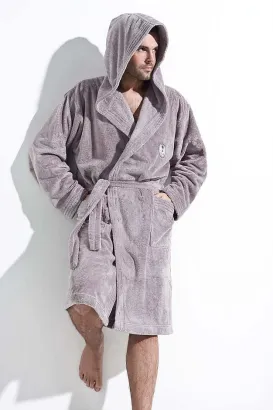 Szlafrok męski L&L Iwo wellursoft z kapturem M-2XL