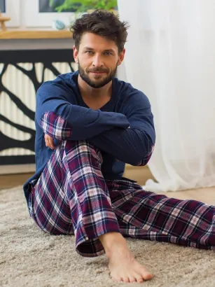 Piżama męska spodnie flanelowe Key MNS 410 M-2XL
