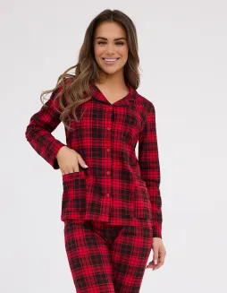 Piżama damska Cornette Tracy 482/423 bawełniana rozpinana czerwona krata S–2XL - 2