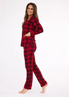 Piżama damska Cornette Tracy 482/423 bawełniana rozpinana czerwona krata S–2XL - 3