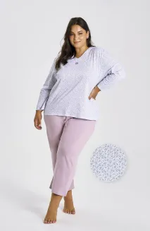Piżama damska bawełniana Taro Debora roślinny wzór 2XL–4XL - 2