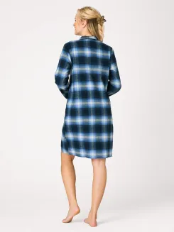 Koszula nocna flanelowa damska rozpinana w kratkę Key LND 465 S-XL - 2