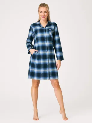 Koszula nocna flanelowa damska rozpinana w kratkę Key LND 465 S-XL