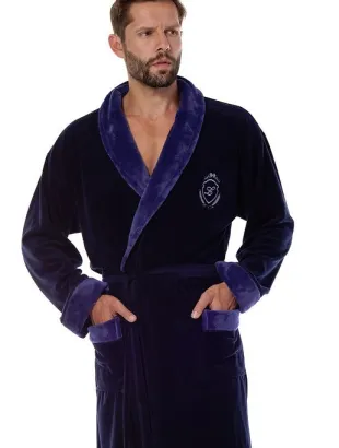 Stylowy szlafrok męski L&L 2458 Diego M-2XL haft