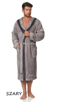 Ciepły szlafrok męski L&L George z kapturem M–2XL - 8