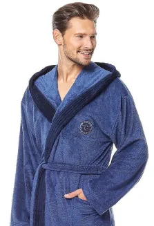 Ciepły szlafrok męski L&L George z kapturem M–2XL - 5
