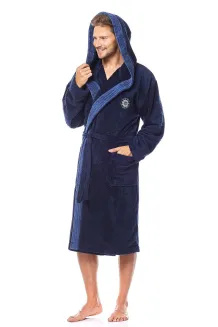 Ciepły szlafrok męski L&L George z kapturem M–2XL - 3