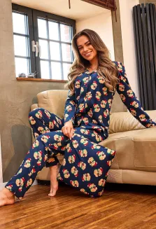 Piżama damska Cornette Teddy 5 482/459 rozpinana świąteczna bawełna S-2XL - 2