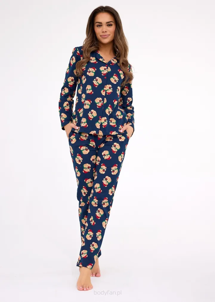 Piżama damska Cornette Teddy 5 482/459 rozpinana świąteczna bawełna S-2XL