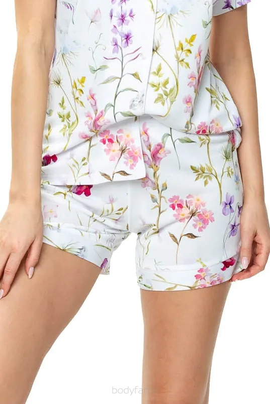 Krótkie spodenki z jedwabiu wiskozowego Mewa Flores 6536