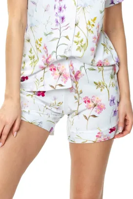 Krótkie spodenki z jedwabiu wiskozowego Mewa Flores 6536