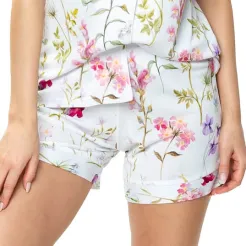 Krótkie spodenki z jedwabiu wiskozowego Mewa Flores 6536