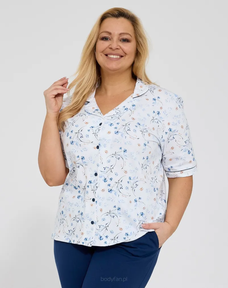 Piżama damska rozpinana Cornette 347/347 Yvonne Plus Size 3XL-5XL