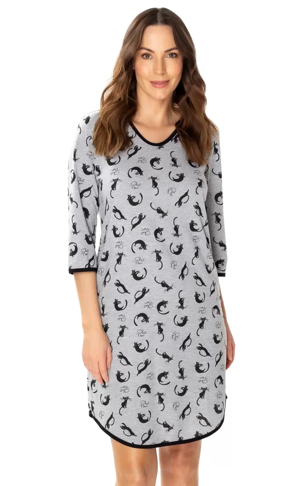 Bawełniana koszula w koty nocna Kitty 6408