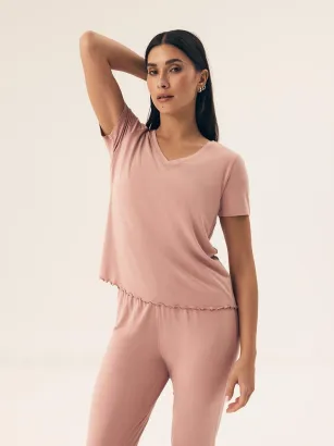 Piżama damska krótki rękaw i długie spodnie Henderson Ladies 42680 Noves