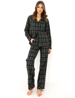 Flanelowa piżama damska w kratę Sensis Skyler XS-2XL rozpinana - 2