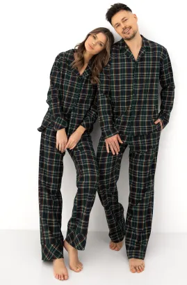 Flanelowa piżama damska w kratę Sensis Skyler XS-2XL rozpinana