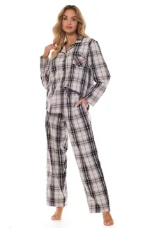 Piżama damska flanelowa RoXBN L&L 2475 Roxy S-2XL rozpinana - 10