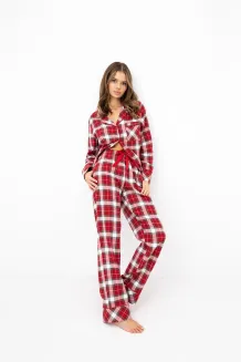 Piżama damska w czerwoną kratę Sensis Yulie XS-2XL flanelowa rozpinana - 4