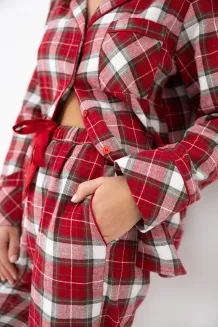 Piżama damska w czerwoną kratę Sensis Yulie XS-2XL flanelowa rozpinana - 5