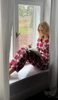 Piżama damska w czerwoną kratę Sensis Yulie XS-2XL flanelowa rozpinana - 13