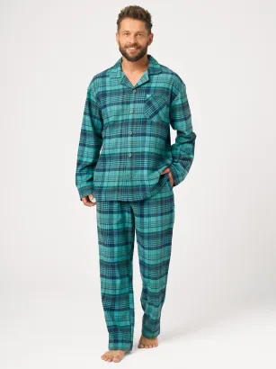 Flanelowa piżama męska rozpinana Key MNS 048  M-2XL