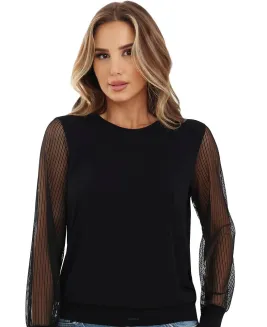 Bluzka damska Emili Marta czarna z siateczkowymi rękawami S-XL - 3
