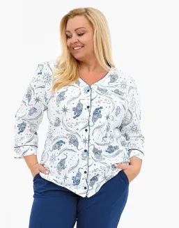 Piżama damska Cornette Kristin 2 162/446, rozpinana, bawełniana, 3XL-5XL - 2