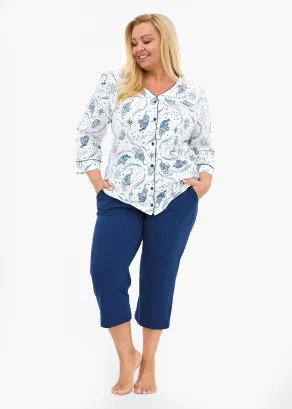 Piżama damska Cornette Kristin 2 162/446, rozpinana, bawełniana, 3XL-5XL
