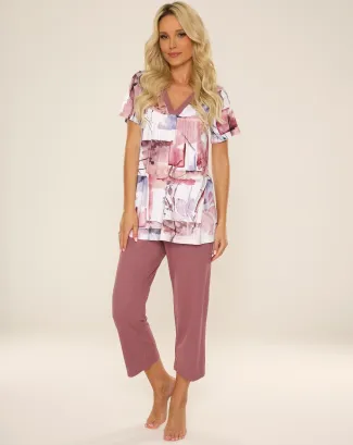 Piżama damska De Lafense 777 Violet 3XL-4XL