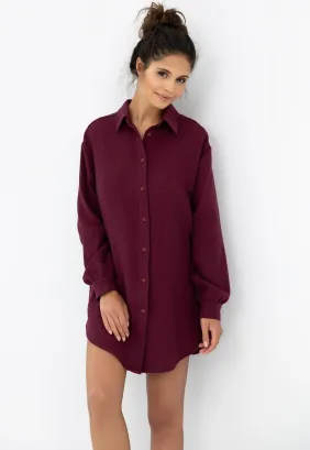 Koszula damska Sensis Ivory muślin burgund S-XL