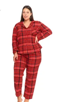 Flanelowa piżama damska Moraj PDD7200-002 2XL-3XL - 2