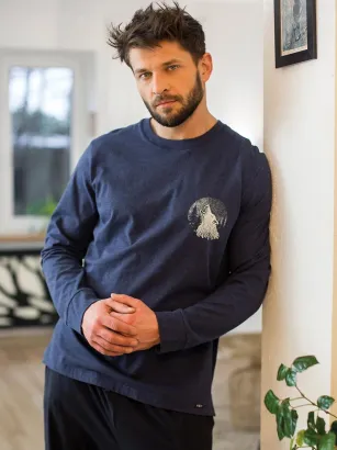 Piżama męska ze ściągaczami Key MNS 614 M-2XL wilk