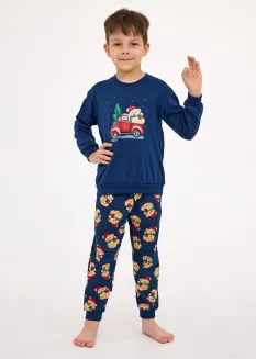 Piżama chłopięca Cornette Teddy 2 593/172 świąteczna bawełna 86-128 - 2