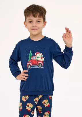 Piżama chłopięca Cornette Teddy 2 593/172 świąteczna bawełna 86-128