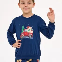 Piżama chłopięca Cornette Teddy 2 593/172 świąteczna bawełna 86-128