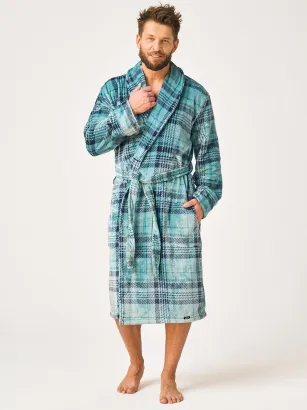 Szlafrok męski w kratę Key MGL 048 M-2XL