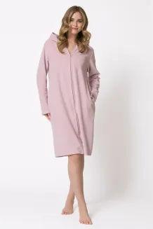 Szlafrok damski na suwak Leveza 1820 Elektra M-2XL frotte z kapturem - 3