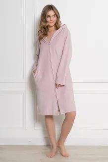 Szlafrok damski na suwak Leveza 1820 Elektra M-2XL frotte z kapturem - 5