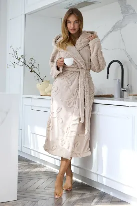 Szlafrok damski długi z kapturem L&L 2633 Elodie S-2XL