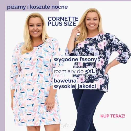 Nowa kolekcja Cornette Plus Size – piżamy i koszule nocne damskie.